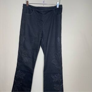 St John Jeans Denim Embroidered  Wide Leg Pants